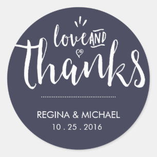 Navy Blue Elegant Script Wedding Thank You Sticker