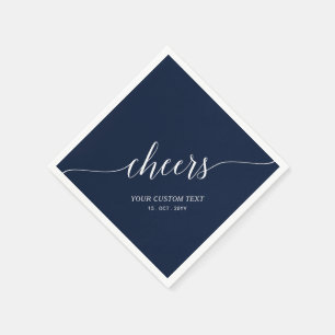 Navy Blue Elegant Stylish Lettering Cheers Event Napkin