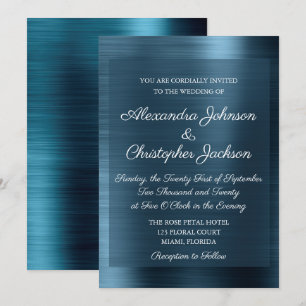 Navy Blue Elegant Wedding Invitation