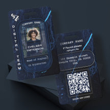 Navy Blue Employee Corporate Photo Add Logo ID QR