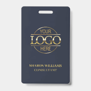 Navy Blue Employee ID with Custom Business Logo Badge