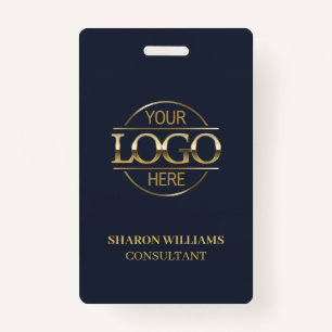 Navy Blue Employee ID with Custom Business Logo ID Badge