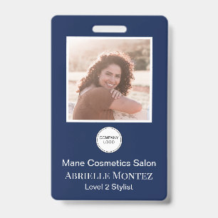 Navy Blue Employee Photo Company Logo Name ID Badge