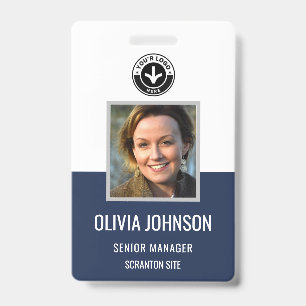 Navy Blue Employee Photo ID Badge Company ID