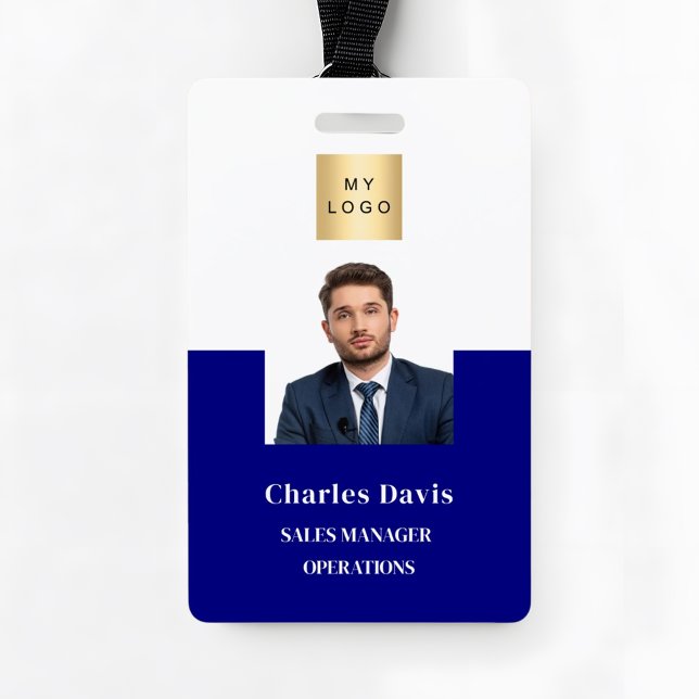 Navy blue employee photo ID company security Badge (Creator Uploaded)