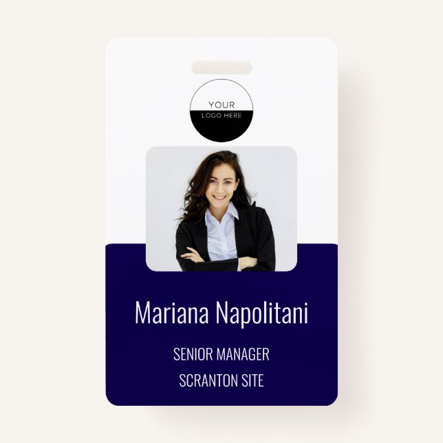 Navy Blue Employee Photo ID Company Security Badge ID Badge (Front)