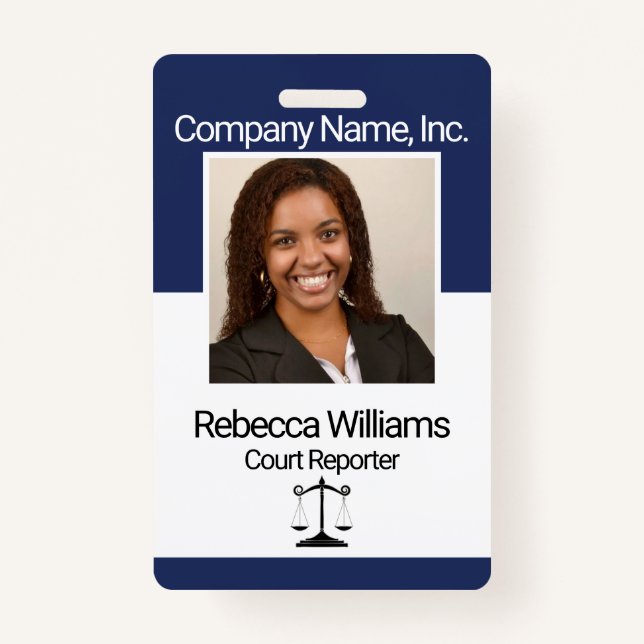 Navy Blue - Employee Picture Badge ID Badge (Front)