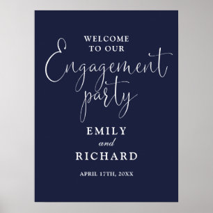 Navy Blue Engagement Party Welcome Sign