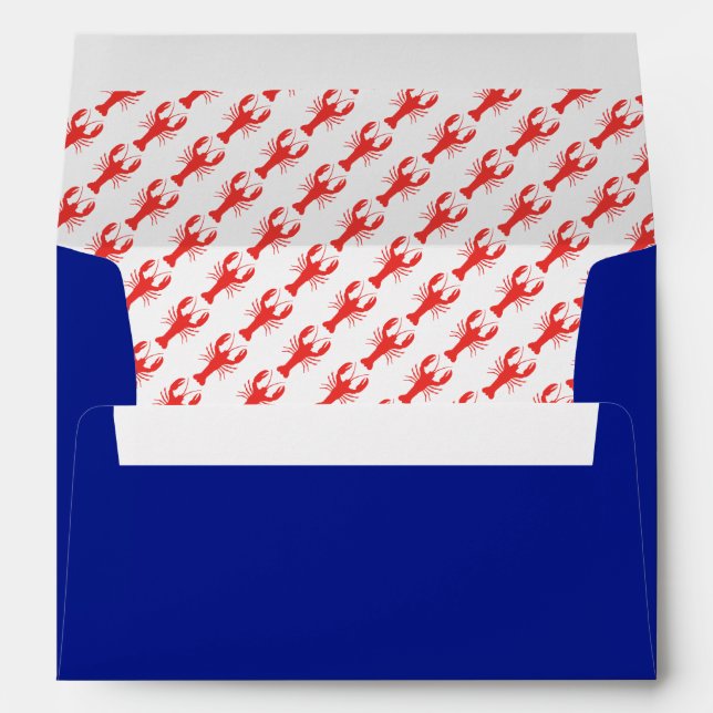 Navy Blue Envelopes with Lobster Print Lining (Back (Bottom))