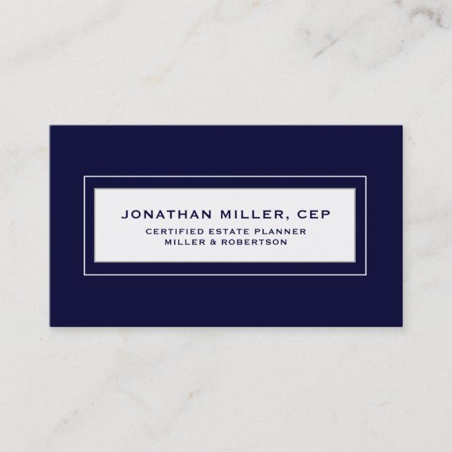 Navy Blue Estate Planner Business Card (Front)