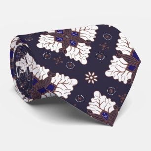 Navy blue ethnic damask batik seamless pattern tie