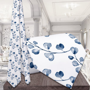 Navy Blue Eucalyptus Wedding Tie