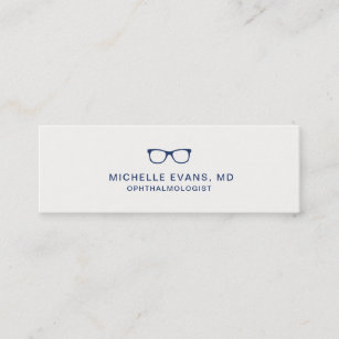  Navy Blue Eyeglasses Logo Ophthalmologist Mini Business Card