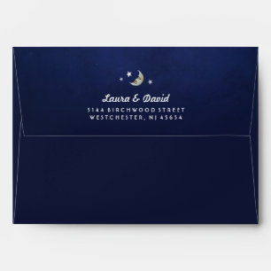 Navy Blue Fade MOON & STARS Matching Wedding Envelope