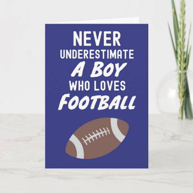 Navy Blue Fall Football Player Cards For Boys Kids (Front)
