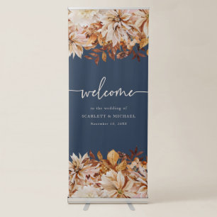 Navy Blue Fall Vertical Retractable Banner