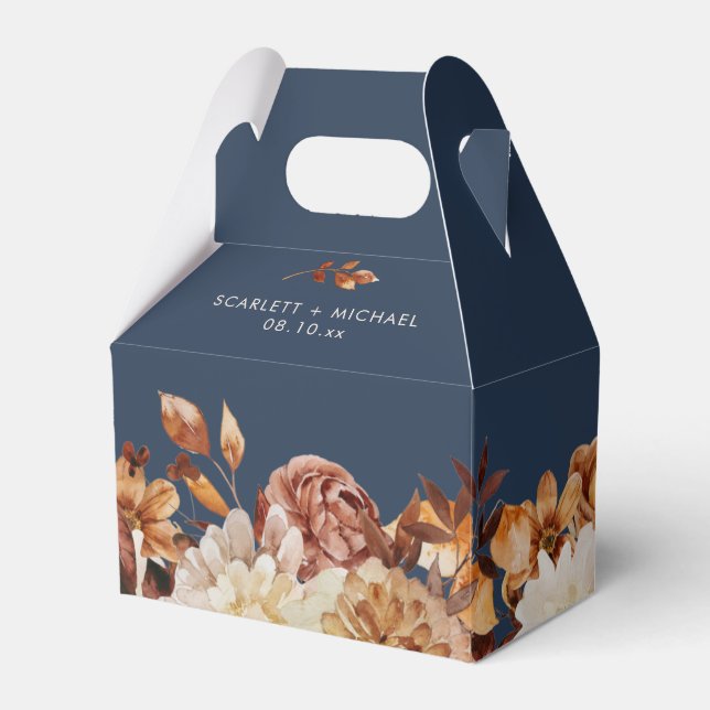 Navy Blue Fall Wedding Favour Box (Front Side)