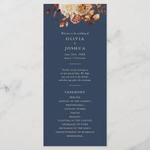 Navy Blue Fall Wedding Programme