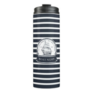 Navy Blue Family Name Boat Thermal Tumbler
