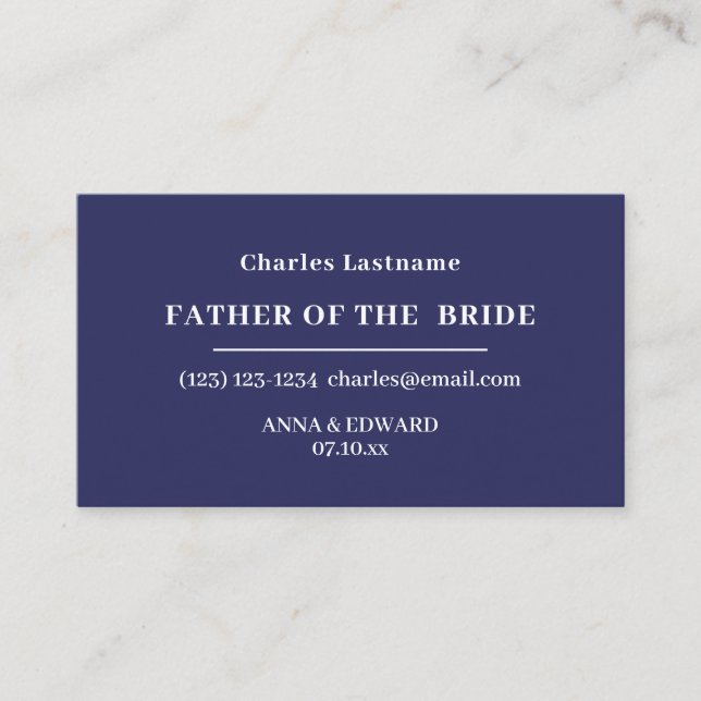 Navy Blue Father of the Bride Business Cards (Front)