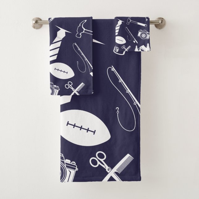 Navy Blue Father's Day Bath Towel Set (Insitu)