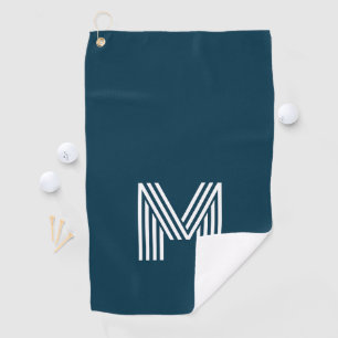 Navy Blue Fathers Day Simple Monogram Golf Towel