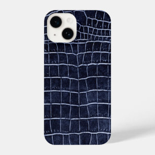 Navy Blue Faux Crocodile iPhone 14 Case