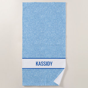 Navy + Blue Faux Glitter Bachelorette Beach Towel