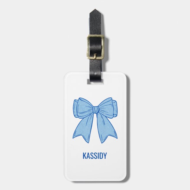 Navy + Blue Faux Glitter Bachelorette Luggage Tag (Front Vertical)