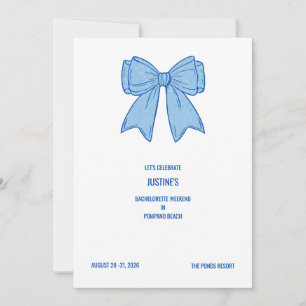 Navy + Blue Faux Glitter Bow  Invitation