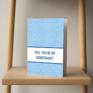 Navy + Blue Faux Glitter Wedding Party Proposal Card