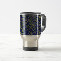 Navy Blue & Faux Gold Moroccan Mosaic Pattern