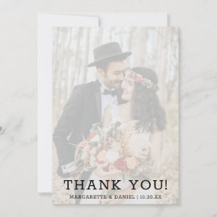 Navy Blue Faux Vellum Text Photo Wedding Thank You Card