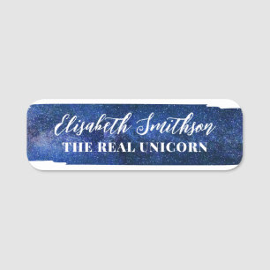 Navy Blue Feminine Celestial Personalised ID Badge