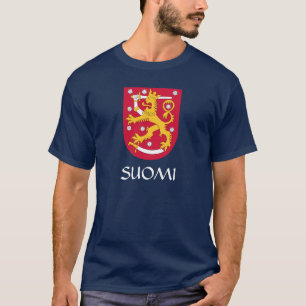 NAVY BLUE Finland Coat of Arms Suomi T-Shirt