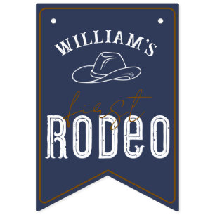 Navy Blue First Rodeo Photo Banner – Western Cowbo