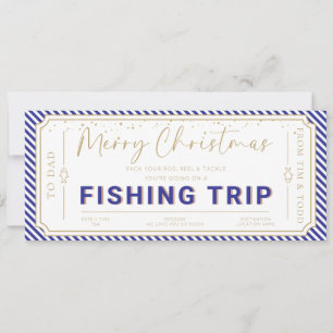 Navy Blue Fishing Trip Christmas Gift Voucher Card