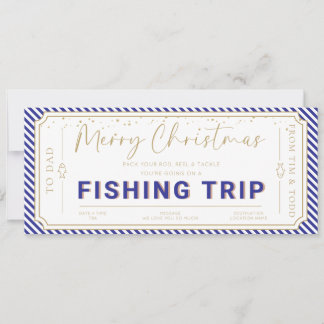 Navy Blue Fishing Trip Christmas Gift Voucher Card
