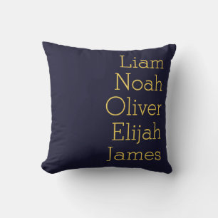 Navy Blue Five Kids Names Personalized Family Cushion