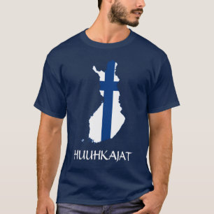 NAVY BLUE Flag Map of Finland Huuhkajat T-Shirt