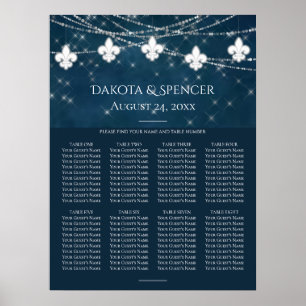 Navy Blue Fleur de Lis Fairy Light   Seating Chart
