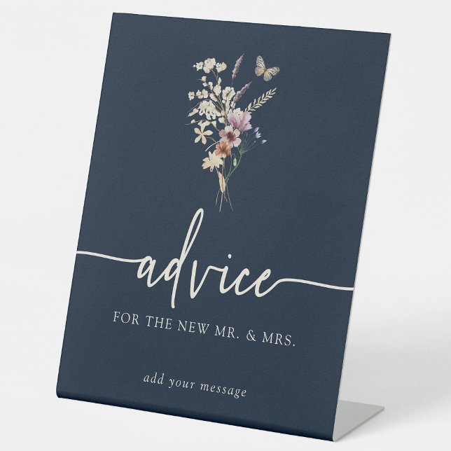 Navy Blue Floral Advice Wedding Sign (Navy Blue Floral Advice Wedding Sign by Painted Paperie
)