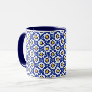 Navy Blue Floral Arabic Pattern  Mug