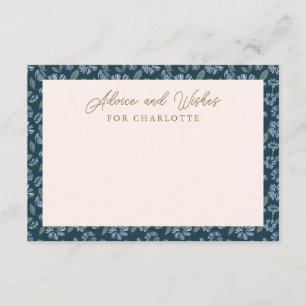 Navy Blue Floral Baby Shower Advice Card