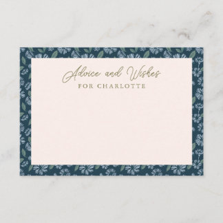 Navy Blue Floral Baby Shower Advice Card
