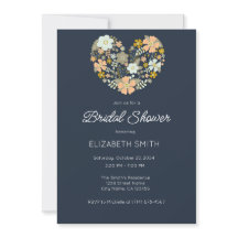 Navy Blue Floral Bridal Invitation Template