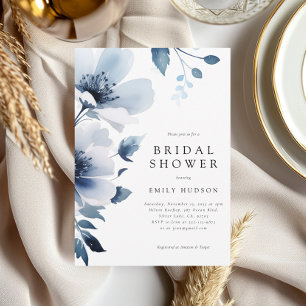 Navy Blue Floral Bridal Shower Invitation