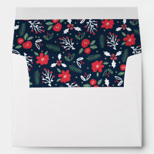 Navy Blue Floral Christmas Envelope
