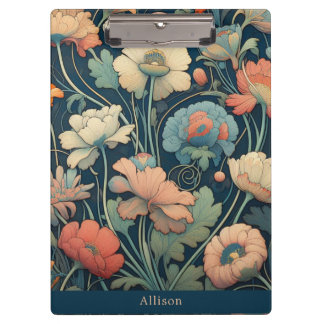 Navy blue floral clipboard