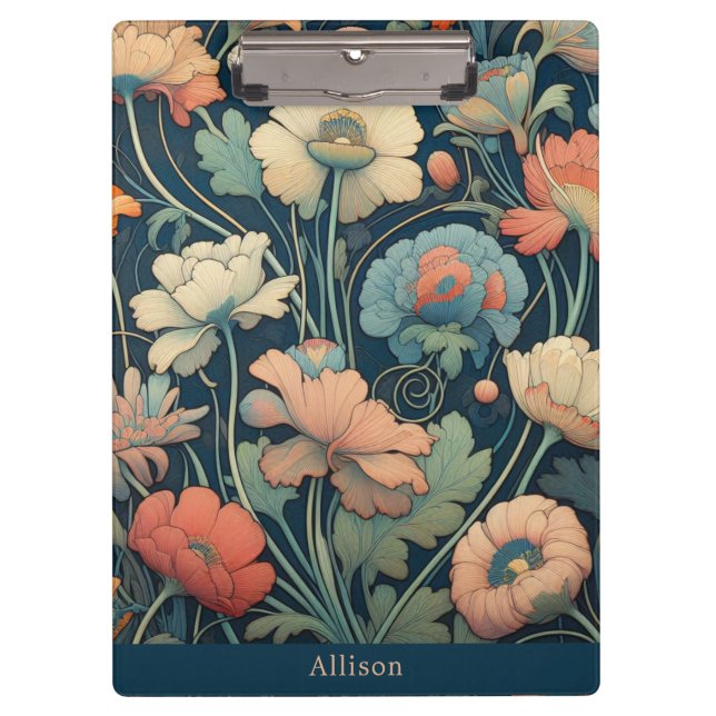 Navy blue floral clipboard (Front)